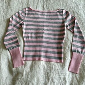 Striped Pink and Gray Women's Sweater